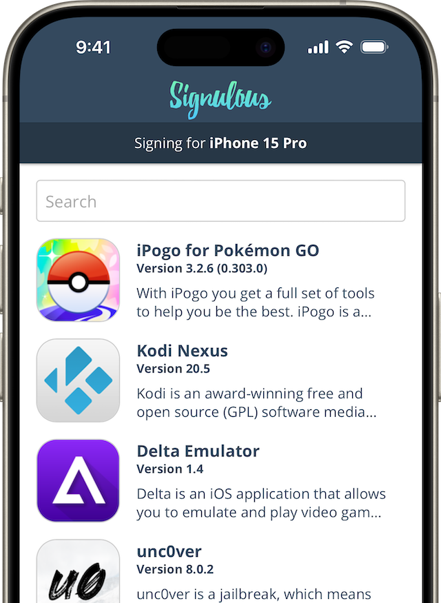 Sideloading apps with Signulous