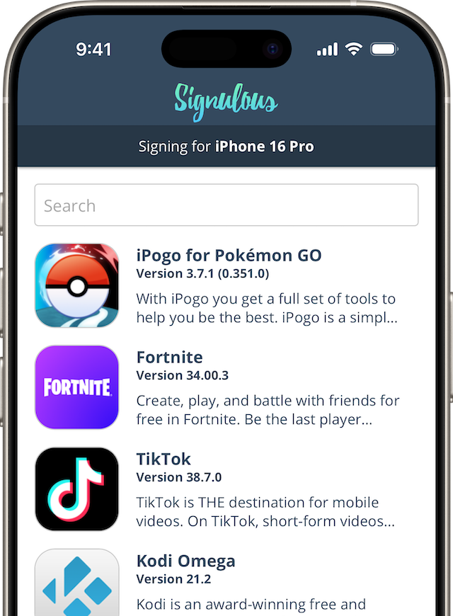 Sideloading apps with Signulous